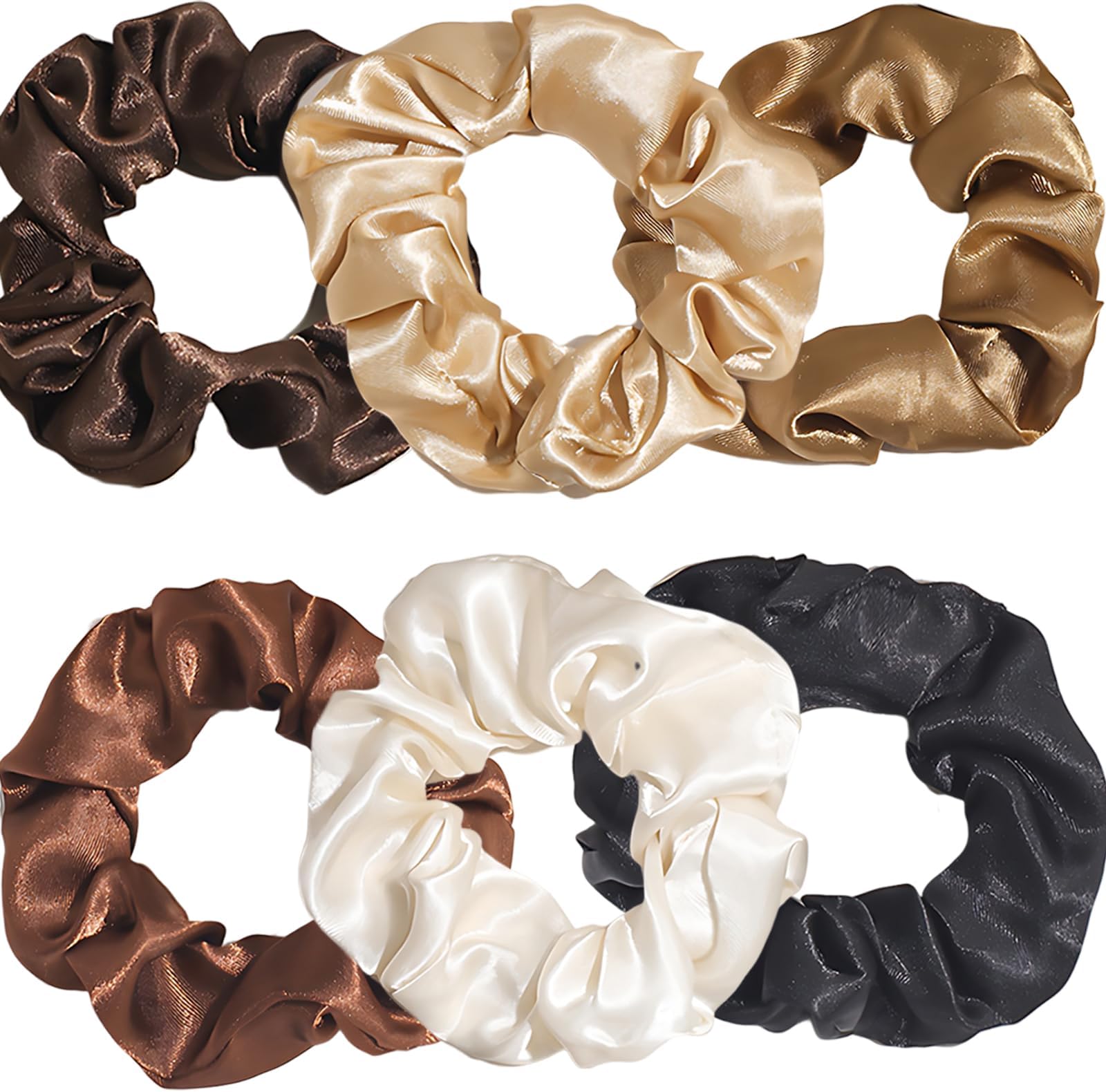 Silk Scrunchies for Hair, 6 Pcs Shunshi Hair Bobbles Soft Elastic Satin Silk Hair Scrunchies for Women, Skinny Hair Bands, Satin Hair Ties,Ties Ropes Accessories for Women Girls Teens