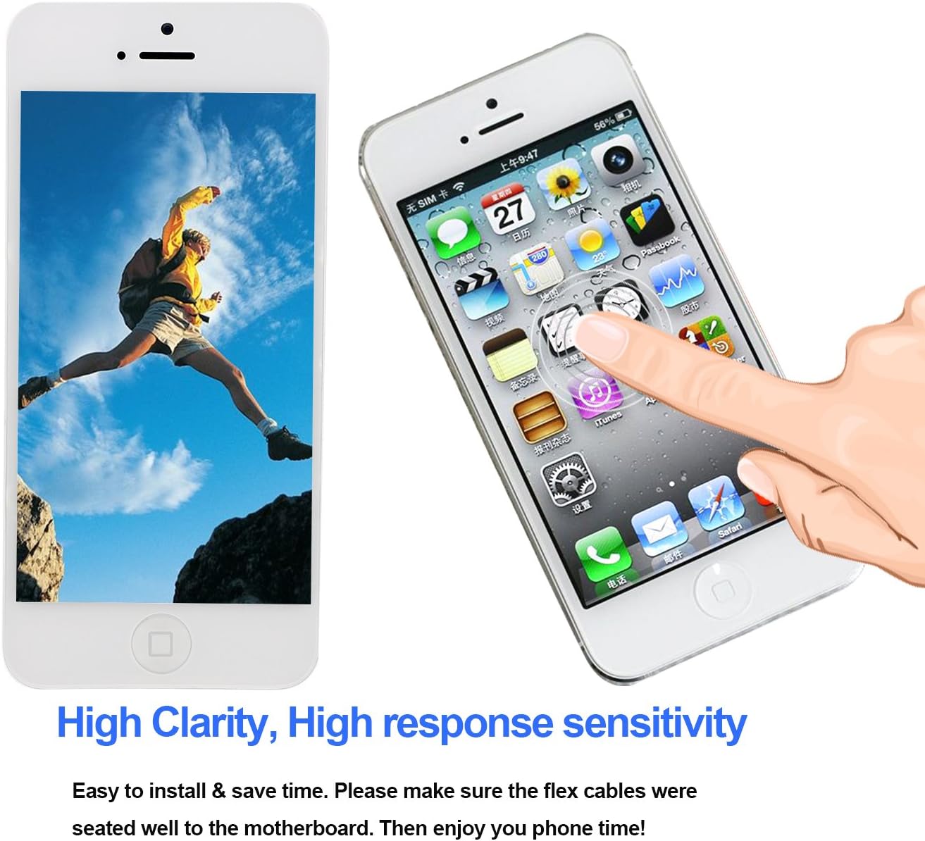 Mafix for iPhone 5S/SE Screen Replacement-White, with Home Button, Front Camera, Earspeaker Full Assembly LCD Display Digitizer Touch Screen Repair Kits for A1533, A1453