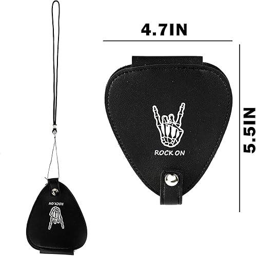 Miniatura 2 de Funda para púas de guitarra eléctrica acústica, caja de almacenamiento de púas, bolsa de piel sintética con cordón para guitarristas (solo funda)