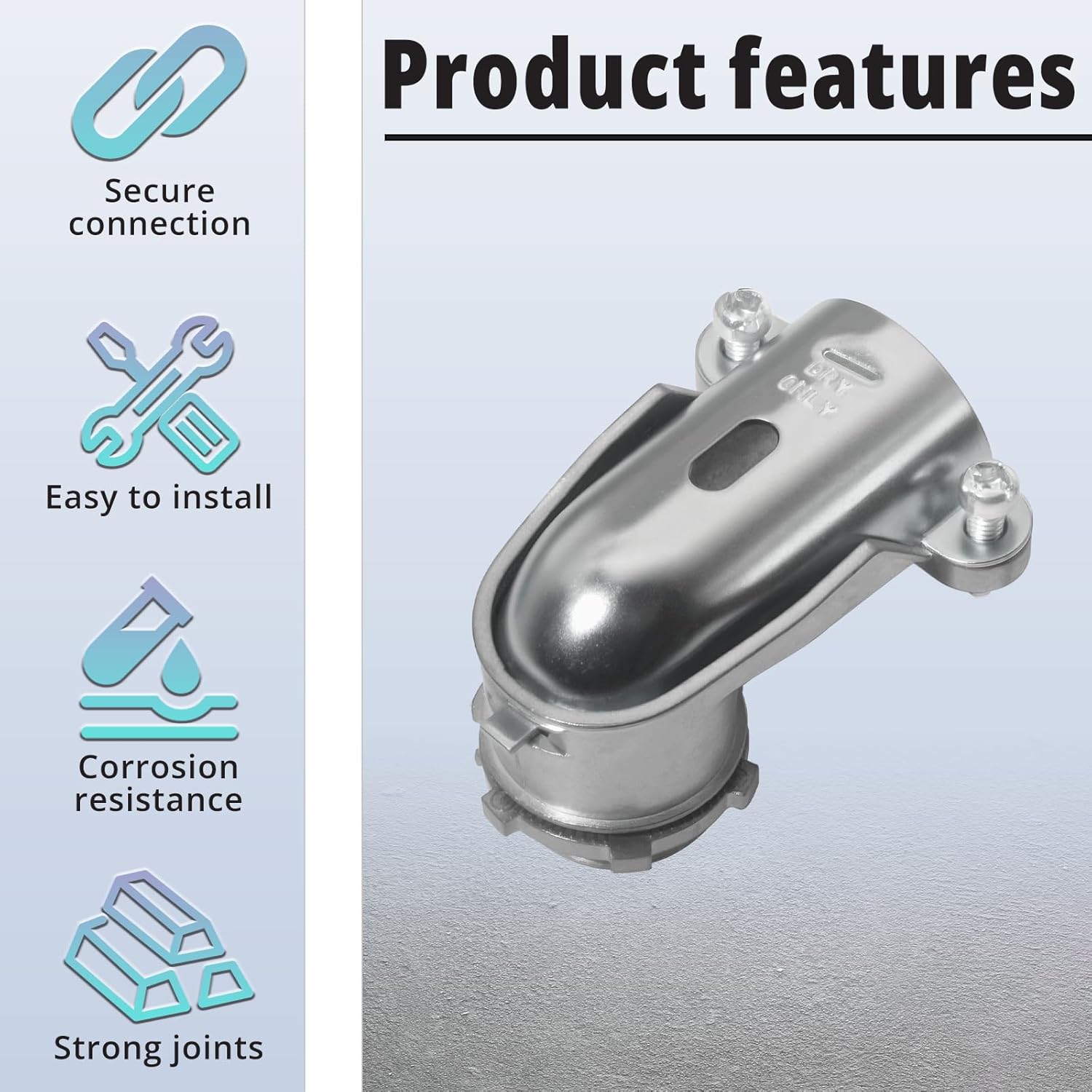 2 PCS 90°Squeeze Connectors,1 Inch Flexible Metallic Conduit Fitting for AC/MC/Flex Metal Conduit, Zinc Die Cast
