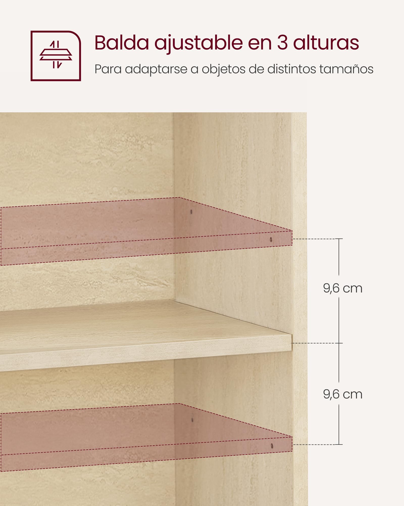 VASAGLE Custos Colección - Juego de 2, Mesita de Noche con Compartimentos Abiertos, Mesa Auxiliar con Balda Ajustable, Doble Uso, Montaje Fácil, Dormitorio, Salón, Beige Travertino LET866LA01