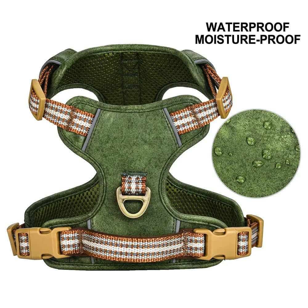 LYVQZPWLRPerros con herramientas, Arnés impermeable de PU for perros, arnés de nailon transpirable, chaleco de entrenamiento for mascotas con tira reflectante for perros pequeños y grandes.(Green,Medi
