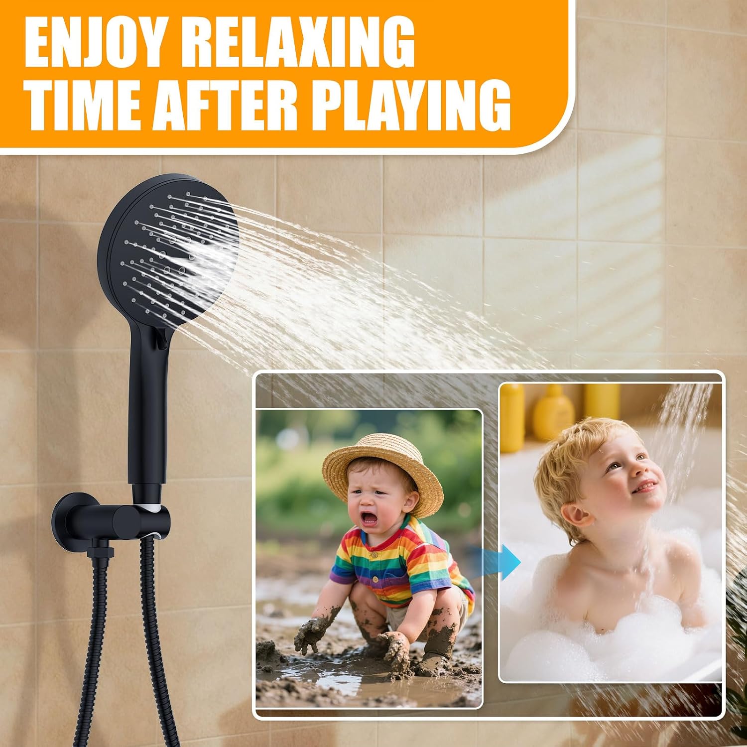 3 Functions Shower System，Modern Three-Setting 10-Inch Round Rain Shower Head and Faucet Set，Shower Faucet Set Complete Rough-in Valve and Trim Kit Included（Matte Black） image 5