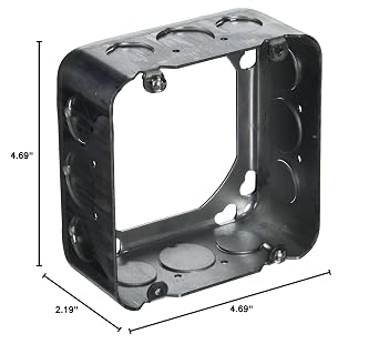 RACO 262 Square Extension Ring, 4-11/16-Inch, Drawn, 2-1/8-Inch Deep with Eight 1/2-Inch and Four 3/4-Inch Side Knockouts