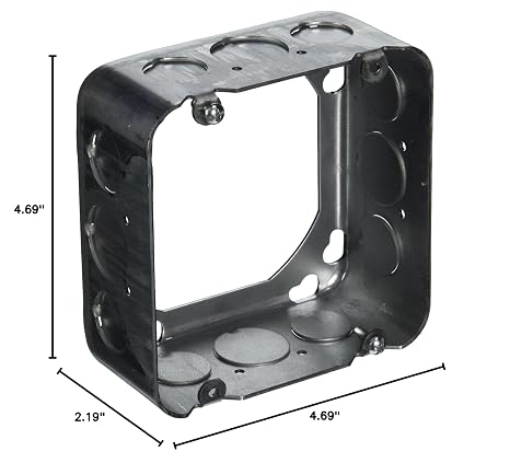 RACO 262 Square Extension Ring, 4-11/16-Inch, Drawn, 2-1/8-Inch Deep with Eight 1/2-Inch and Four 3/4-Inch Side Knockouts
