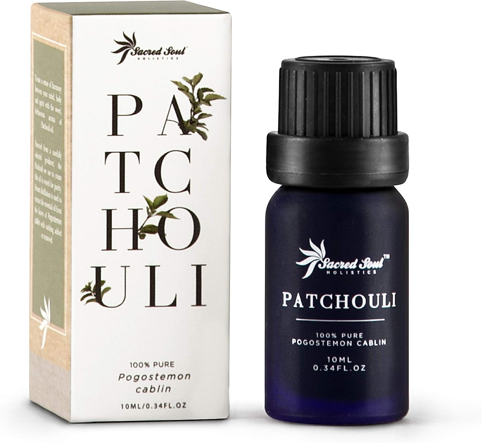 Sacred Soul 100% Pure Patchouli Essential Oil - 10ml - GCMS Tested - Relax with Feelings of Nostalgia - Perfect for Aromatherapy, Diffuser & Massage Blends