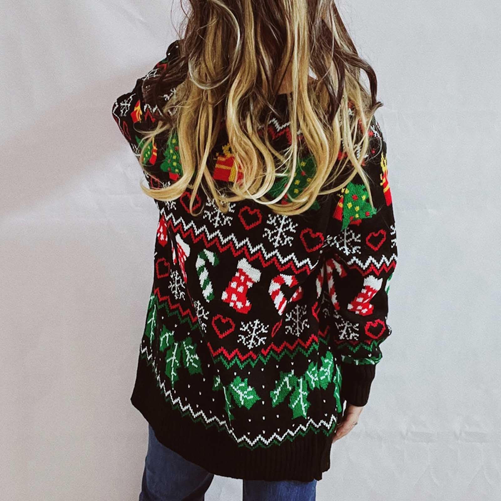 Maglioni vintage natalizi da donna 2024 autunno maglione leggero 2024 per le donne lavorato a maglia comodo scollo a V inverno autunno maglione allentato maglione autunno autunno manica a pipistrello
