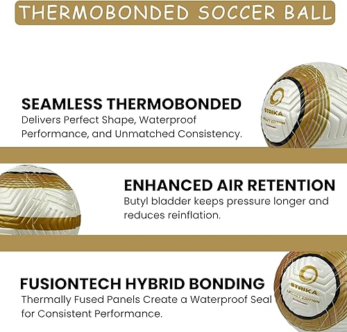 Miniatura 6 de STRIKA Balón de fútbol de calidad profesional Legacy  Material de piel sintética  Resistente al agua  Sin hilos  Juego en todas las superficies