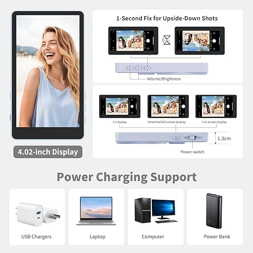 Miniatura 8 de Pantalla de monitor selfie, Vlog 4K 30 fps grabación de video para iPhone y Android con cámara trasera del teléfono para selfie vlog transmisión en