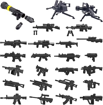 Weapons Pack Military Toy Set Building Blocks Model for Soldier Figures, Army Equipment Gear Kit Pieces and Parts Accessories Compatible with Major Brand