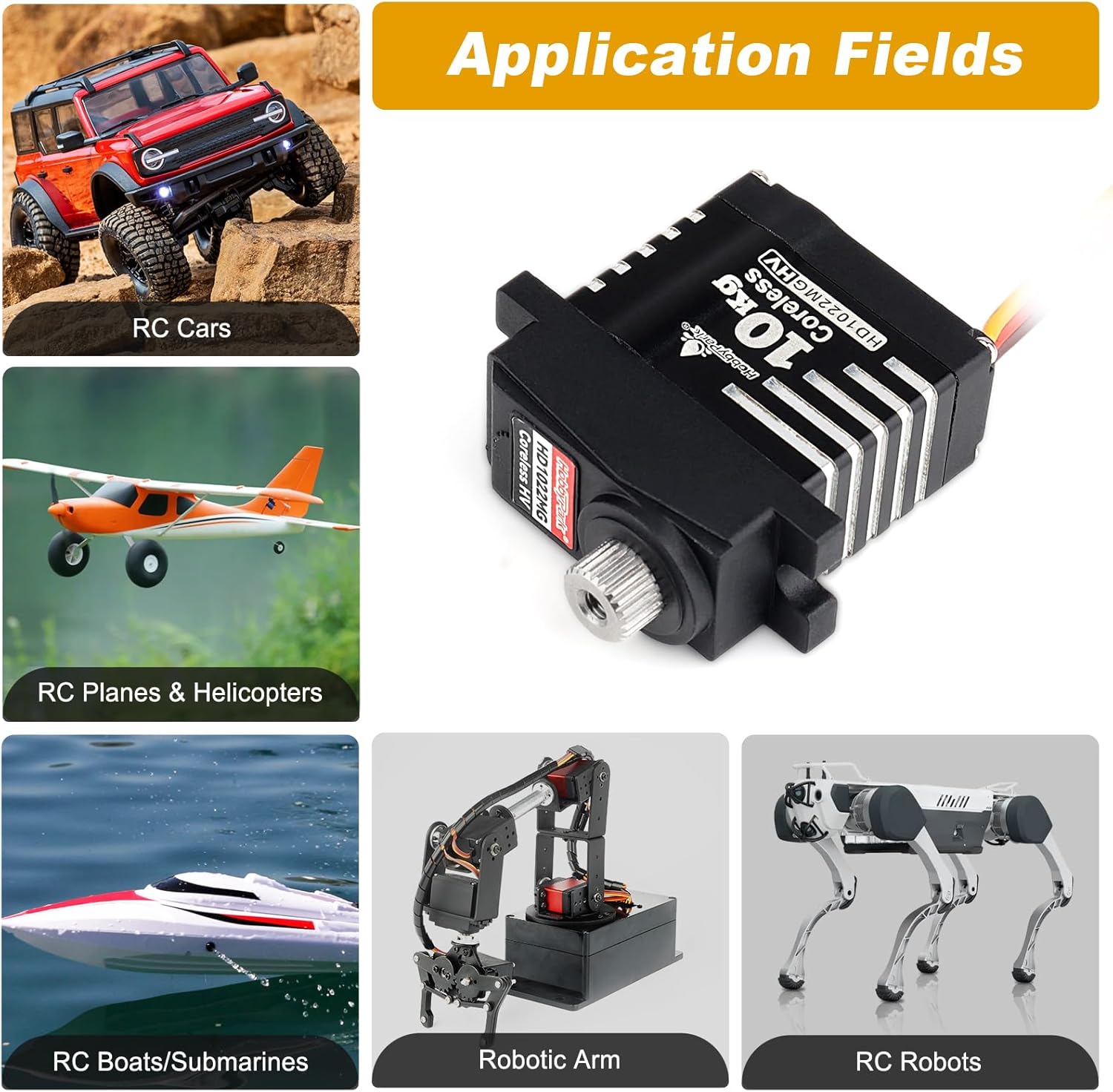 HobbyPark Waterproof 10kg RC Micro Servo High Torque Coreless Motor Metal Gears for 1/18 TRX4M Steering Servo & Sub-Micro Shift Servo TRX4 SCX10 1/10 RC Crawler Car Robot Digital Programmable 180°