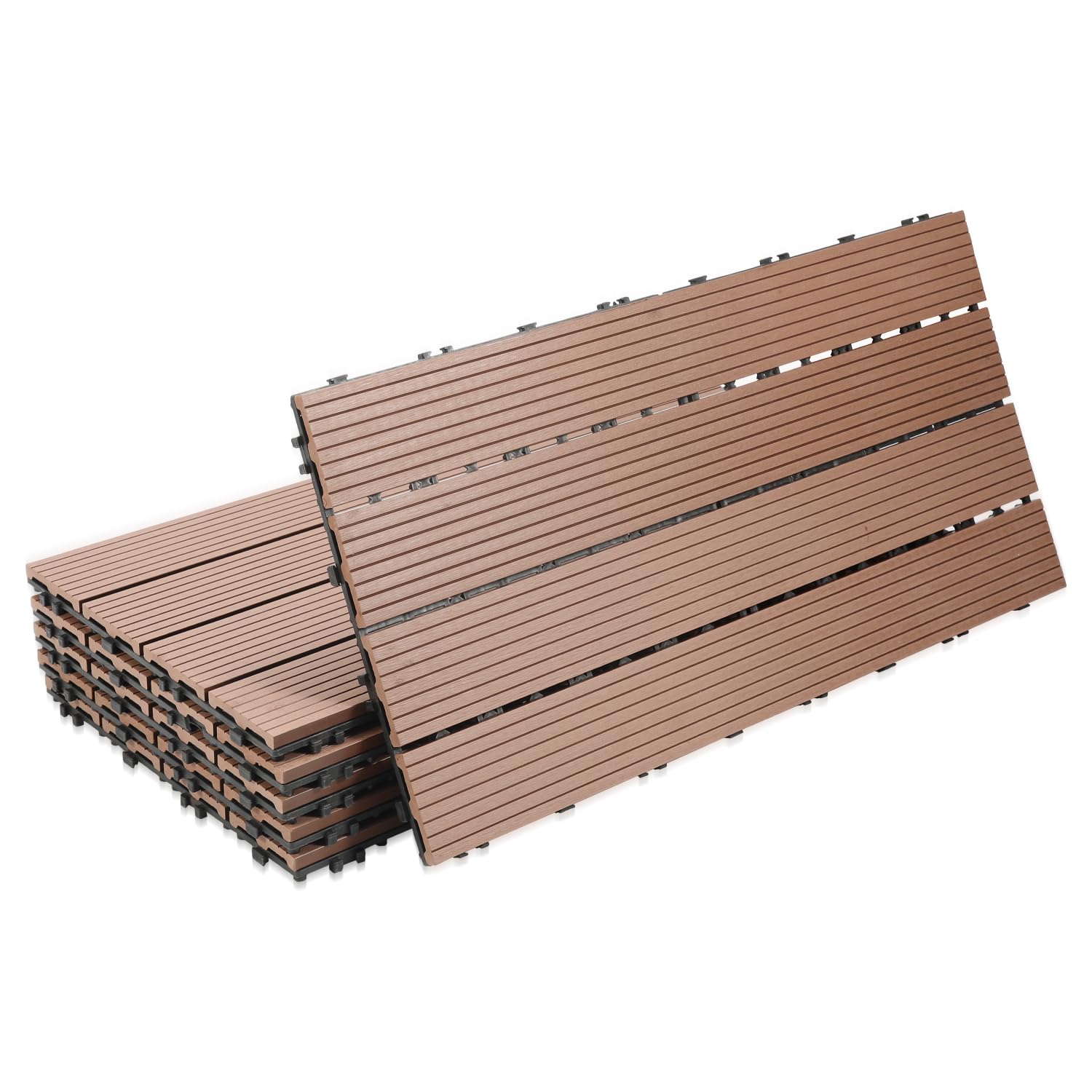 Eulenke WPC - Baldosas de terraza (36 unidades, 30 x 60 cm, para suelo de balcón, azulejos de clic, azulejos de balcón en imitación de madera, revestimiento de suelo resistente a la intemperie para
