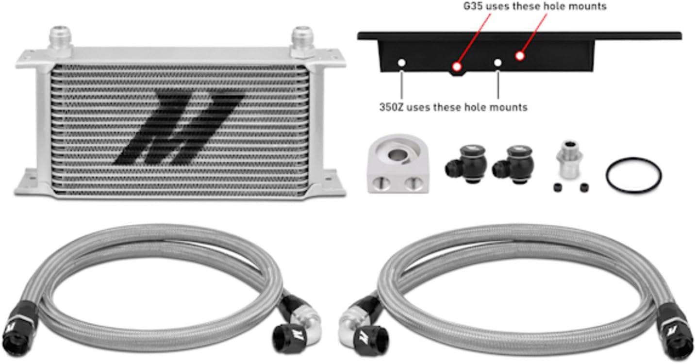 Mishimoto MMOC-350Z-03 Oil Cooler Kit Compatible With Nissan 350Z 2003-2007/ Infiniti G35 2003-2009 (Coupe only) Silver