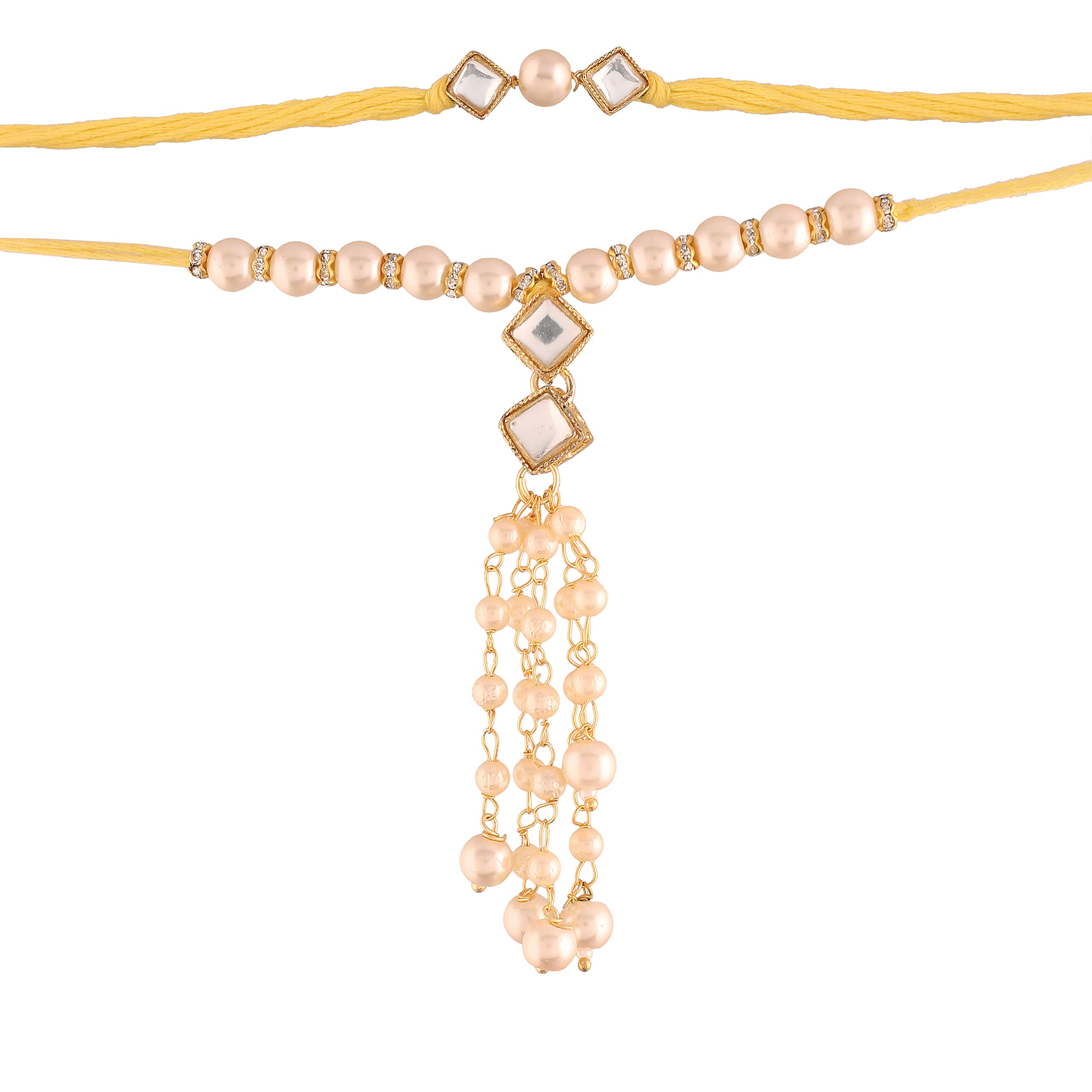 Ethnic Pearl Kundan Lumba Rakhi Combo Set for Rakshabhandan Special