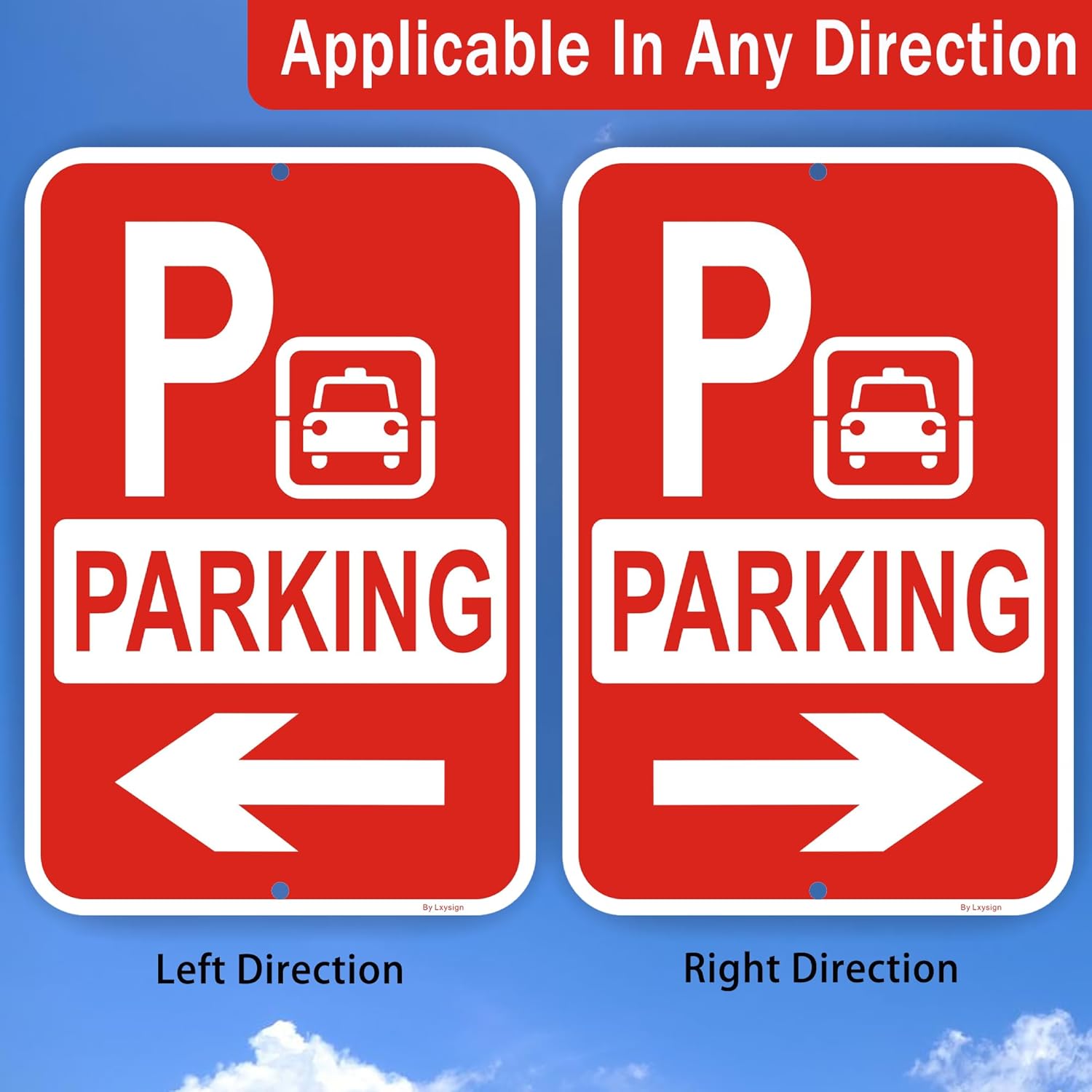 (2Pack) Parking Sign with Directional Arrows, Event Parking Signs 18"x12" Reflective Aluminum Sign, for Event Outdoor Yard Lawn, Adjustable Arrow Direction