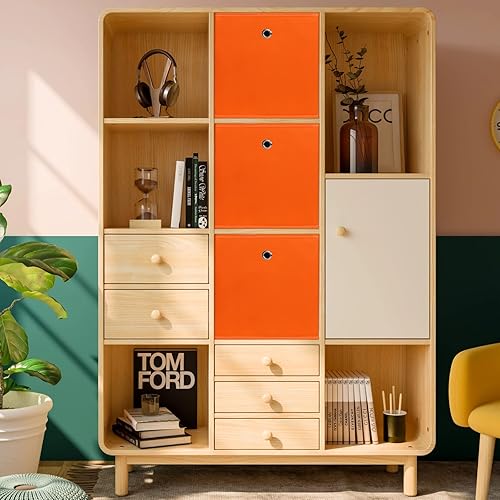 Miniatura 5 de Contenedores de almacenamiento de tela negra, cubos de almacenamiento plegables de tela de 11 pulgadas, canastas organizadoras con asas dobles para