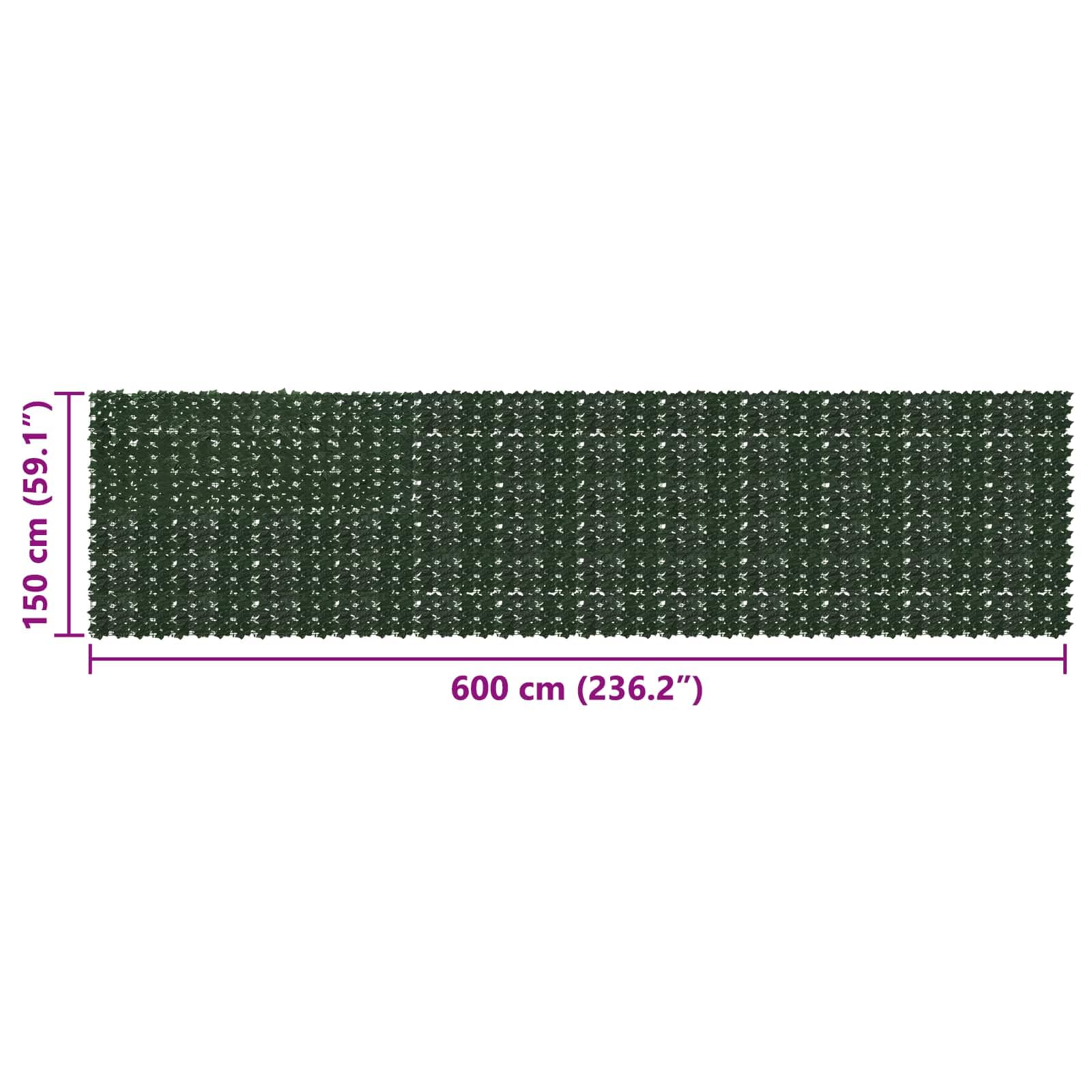 vidaXL Balkonsichtschutz mit Blättern Dunkelgrün 600 x 150 cm