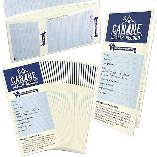 ANZON MORIES Dog Vaccination Record Cards 24 Packs with Storage
