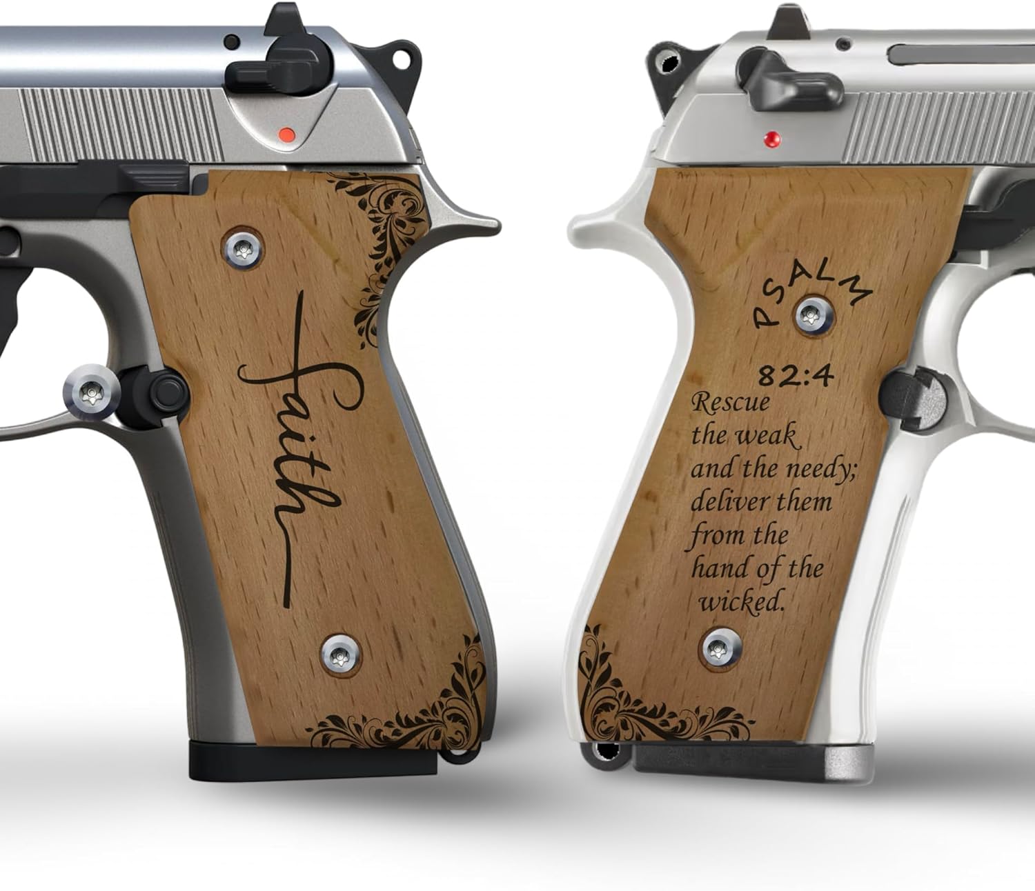Bible Verses Series Wooden Grips for Beretta 92FS, 92, 92F, 92A1, 92FS INOX, 92G, 92D, 96, 96D, 96A1, M9, M9A1 Cachas para 9mm Beretta 92FS
