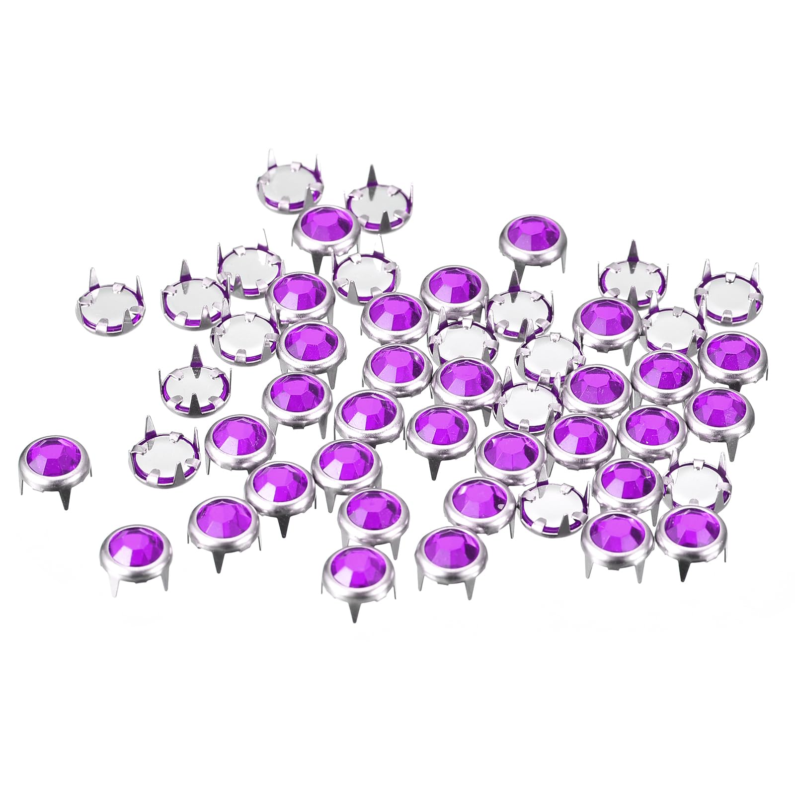 Rivets strass 8mm violets uxcell pour la personnalisation créative de vêtements et sacs en lot de 100