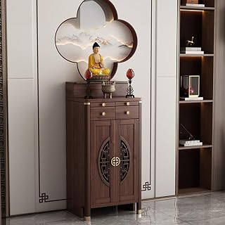Buddhist Altar Cabinet, Altar Table with Storage, Versatile Buddhist Table with Drawer, Chinese Style Wooden Prayer Altar Cabinet (1-Layer, 27" L×18" W×49" H)