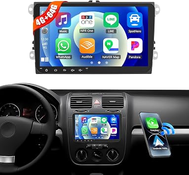4G+64G Android Car Stereo for Volkswagen VW Tiguan Jetta Beetle Passat Golf Polo EOS with Wireless CarPlay Android Auto 9" 1280 * 720 Touch Screen Car Radio with GPS 32EQ Bluetooth 5.0 FM RDS Radio