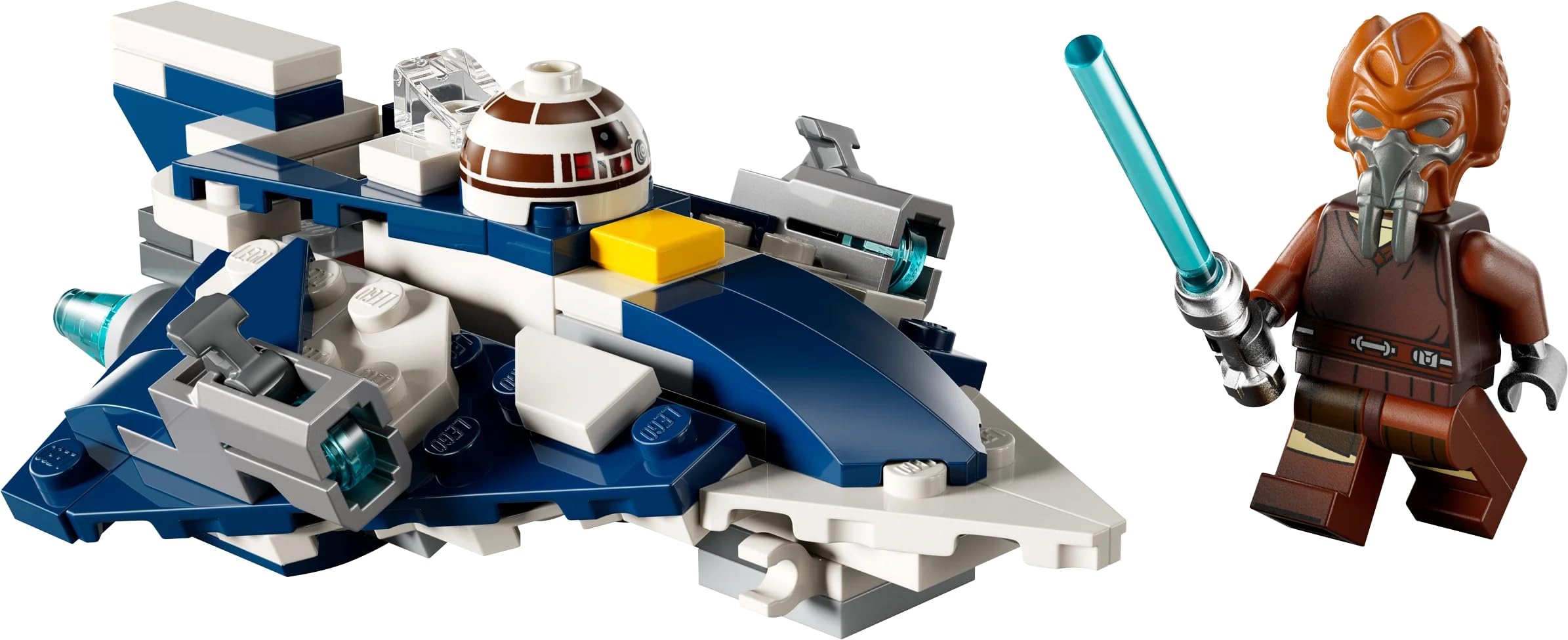 LEGO Star Wars Mikromyśliwiec Jedi Plo Koona z serialu Gwiezdne Wojny: Wojny klonów, zabawka dla dziecka do zbudowania z niebieskim mieczem świetlnym, prezent dla 6-latka, chłopca i dziewczynki 75400