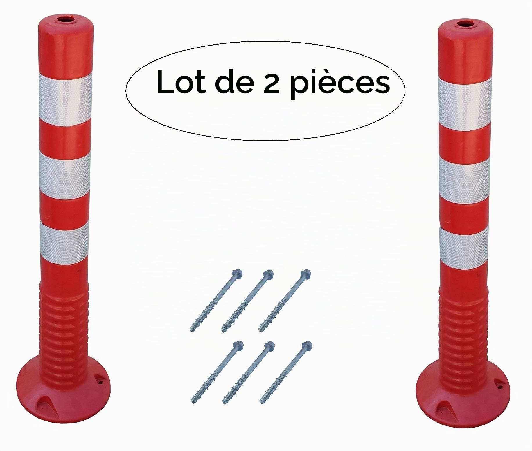 FP-80Sx2 Poteaux de Signalisation 75 cm en Plastique Flexible, Rouge (Pack de 2)