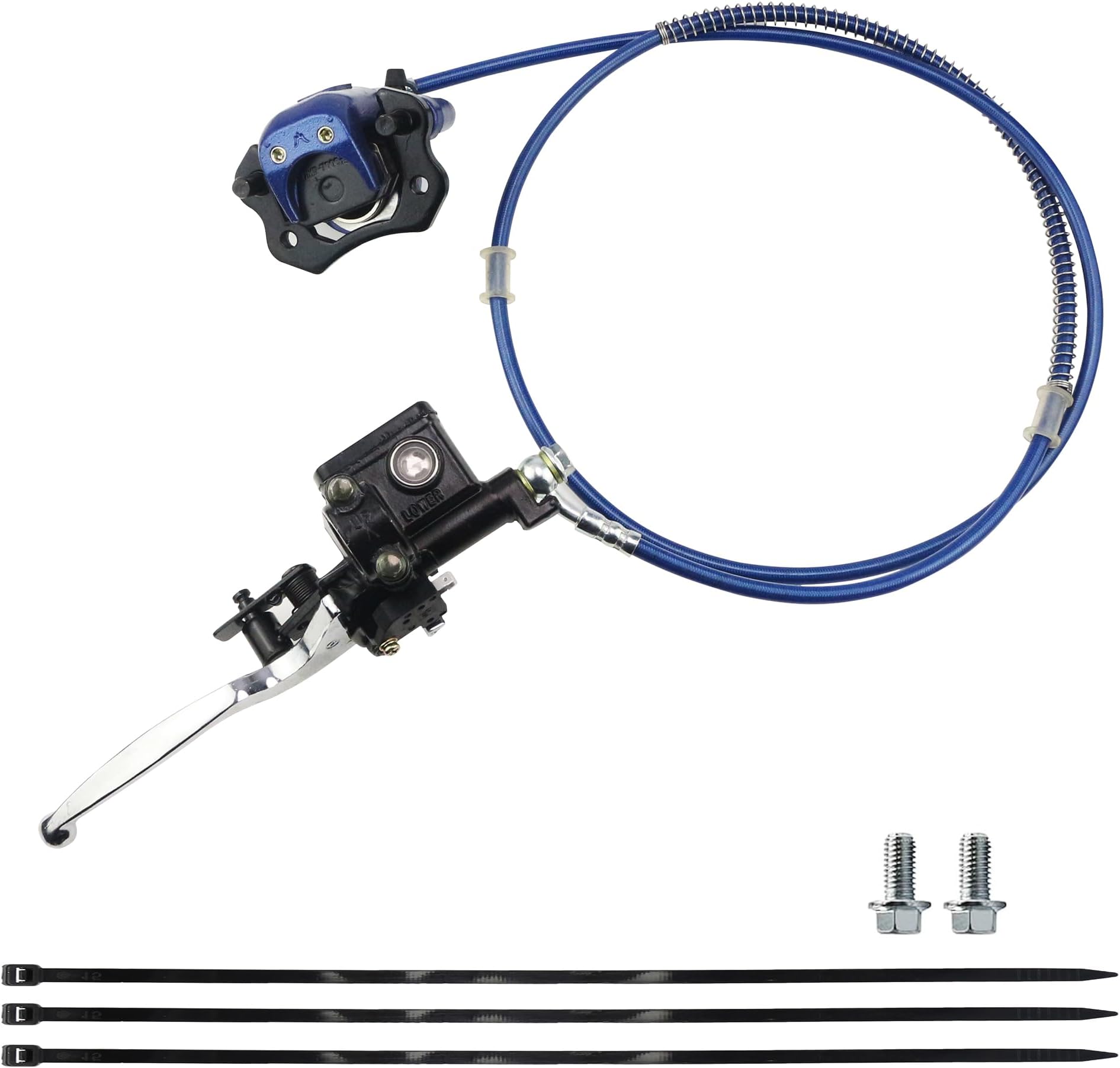 Rear ATV Hydraulic Disc Brake Kits with Brake Master Cylinder Caliper for 50cc 70cc 90cc 110cc 125cc Taotao Buyang Coolster Baja Chinese Quad Bike ATV, Blue