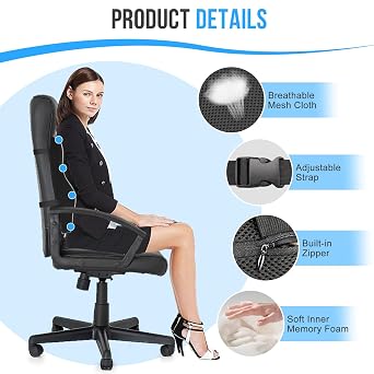 Lumbar Support Cushion, Memory Foam Back Support For Office Chair, Car Seat, Mesh Back Rest for Gaming Chair, Lumbar Support Pillow Desk Chair Cushion, Breathable & Washable Cover, Adjustable Straps
