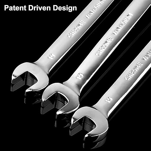 Miniatura 6 de Llave de trinquete de cabeza flexible, 3 llaves de trinquete de 0.394 in con movimiento de 5° y 72 dientes para proyectos con espacio reducido