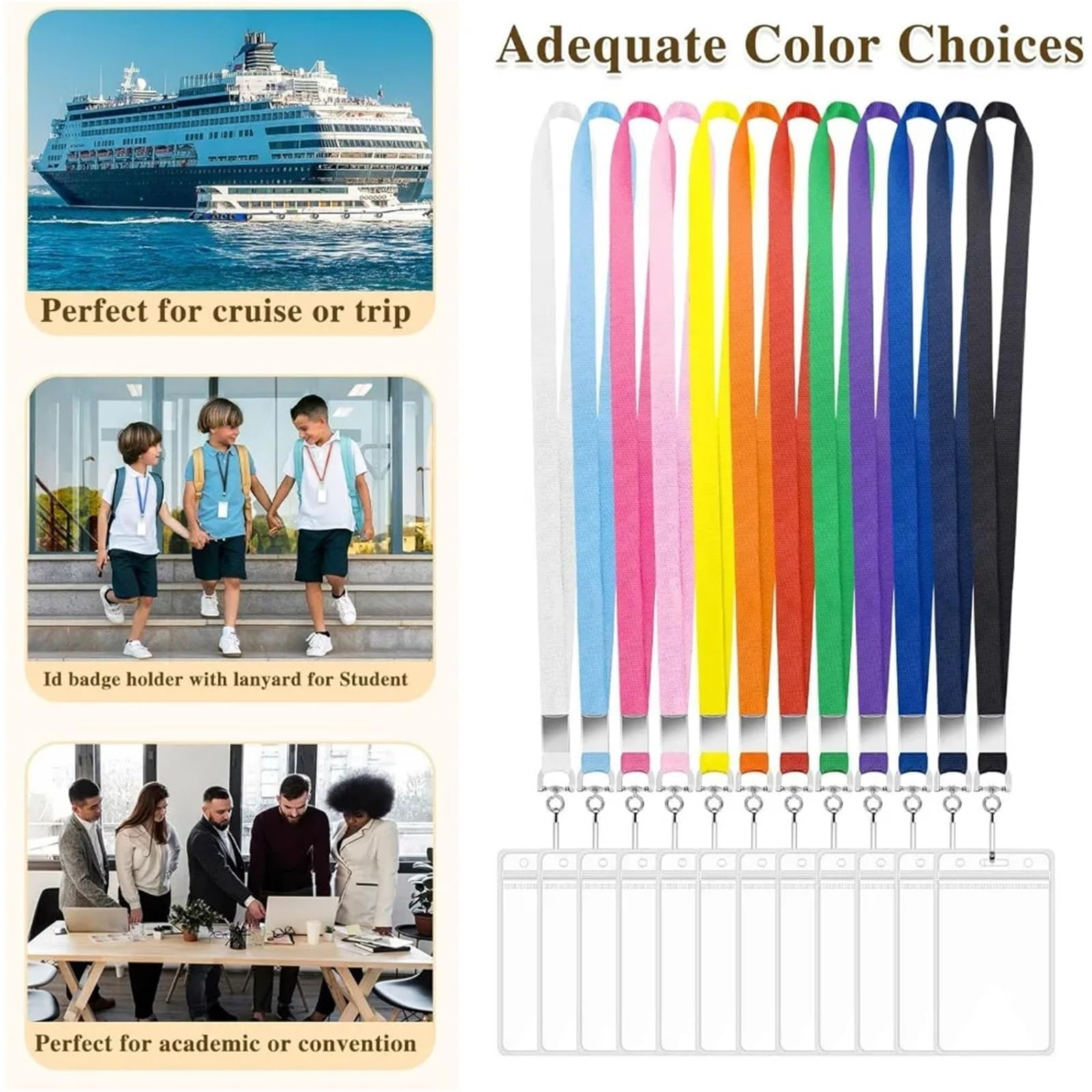 Schlüsselband 96er-Pack Schlüsselbänder for Ausweise, Kreuzfahrt-Schlüsselband for Schiffskarten mit wasserdichtem Ausweishalter(96PCS)