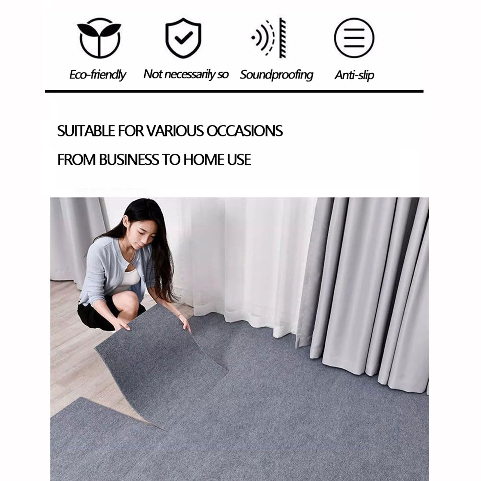 Dalles de Moquette Autocollantes Moquette autoplombante adsorption électrostatique Facile à Nettoyer Lavables Bricolage pour Appartement,Bureau,Commerce