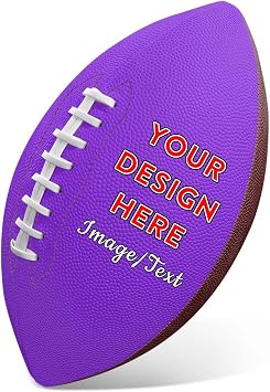 Custom Rugby Ball Personalized Football for Adult Player Design Image Logo Text Outdoor Sports Balls PU Leather Footballs 12 Inch Super Grip Heavy Duty for Game Training
