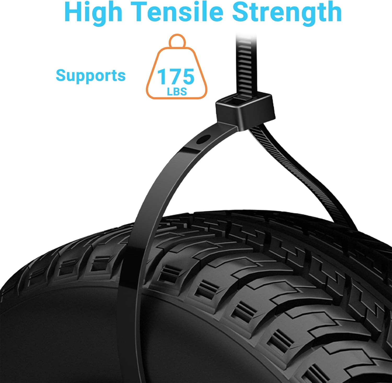 200 Pack 16 Inch Zip Ties,ECRABONE Heavy Duty Zip Ties, 175 LBS Tensile Strength Black Cable Ties for Outdoor Wiring, Home Organization, Electrical Projects