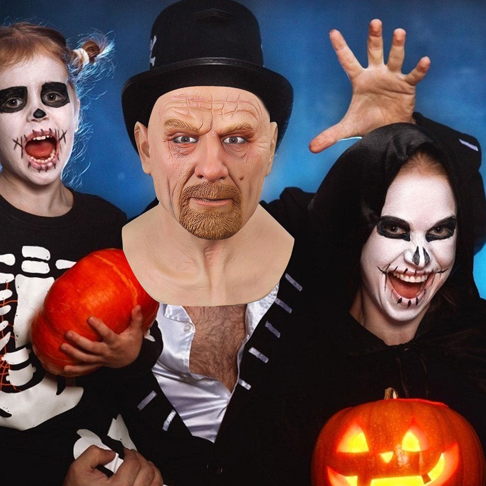 Maschera Vecchio Uomo In Lattice Per Halloween | Costume Spaventoso Per Feste E Carnevale - Foto 5