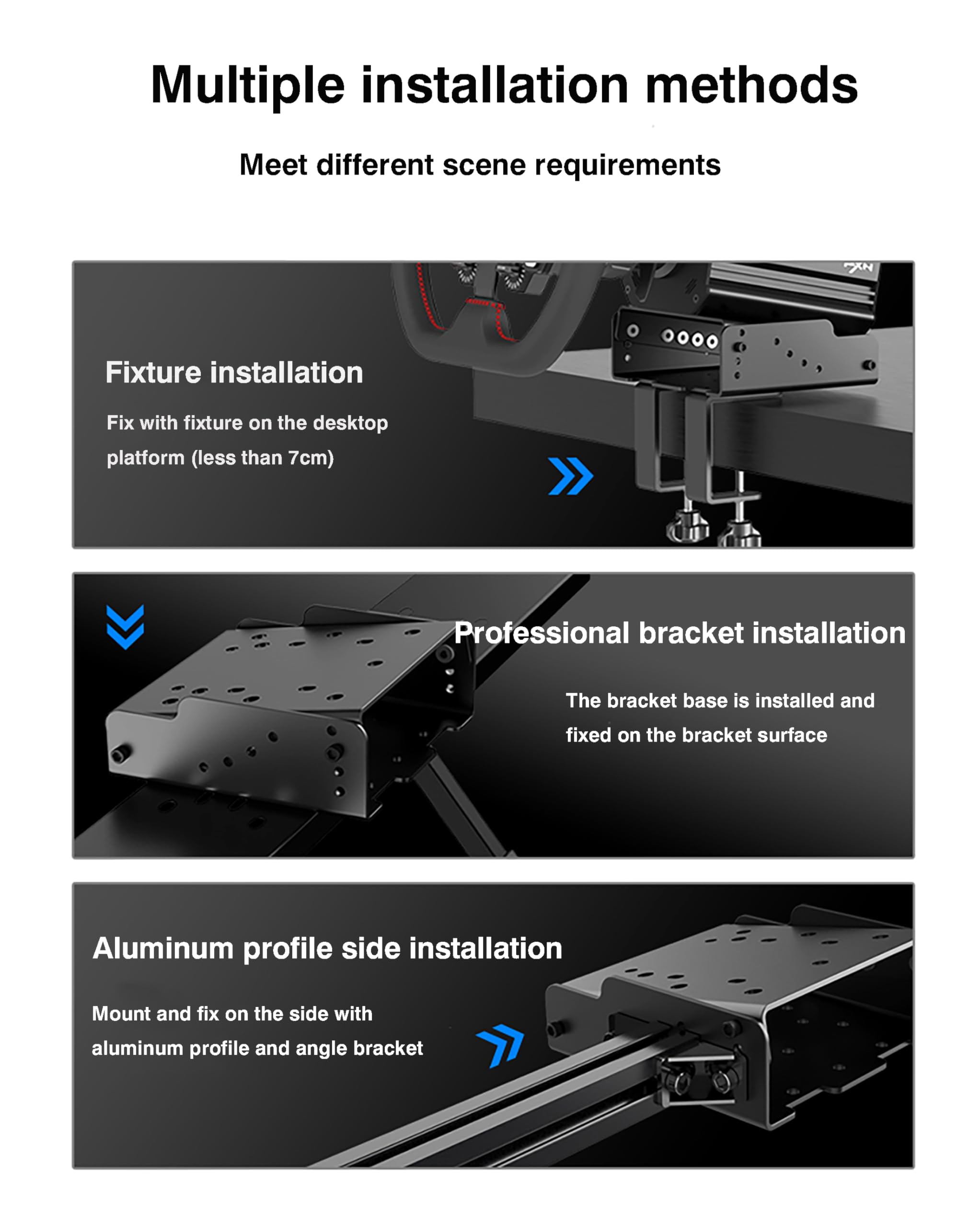 PXN Z9 Gaming Racing Wheel Desk Mount angolo regolabile in lega materiale per VD4/VD6/VD10/V99/V12, MOZA R5/R9/R16/R21 Logitech G25/G27/G29/G923/FANATEC CSL, DD1 DD2 per scrivania e supporto da corsa