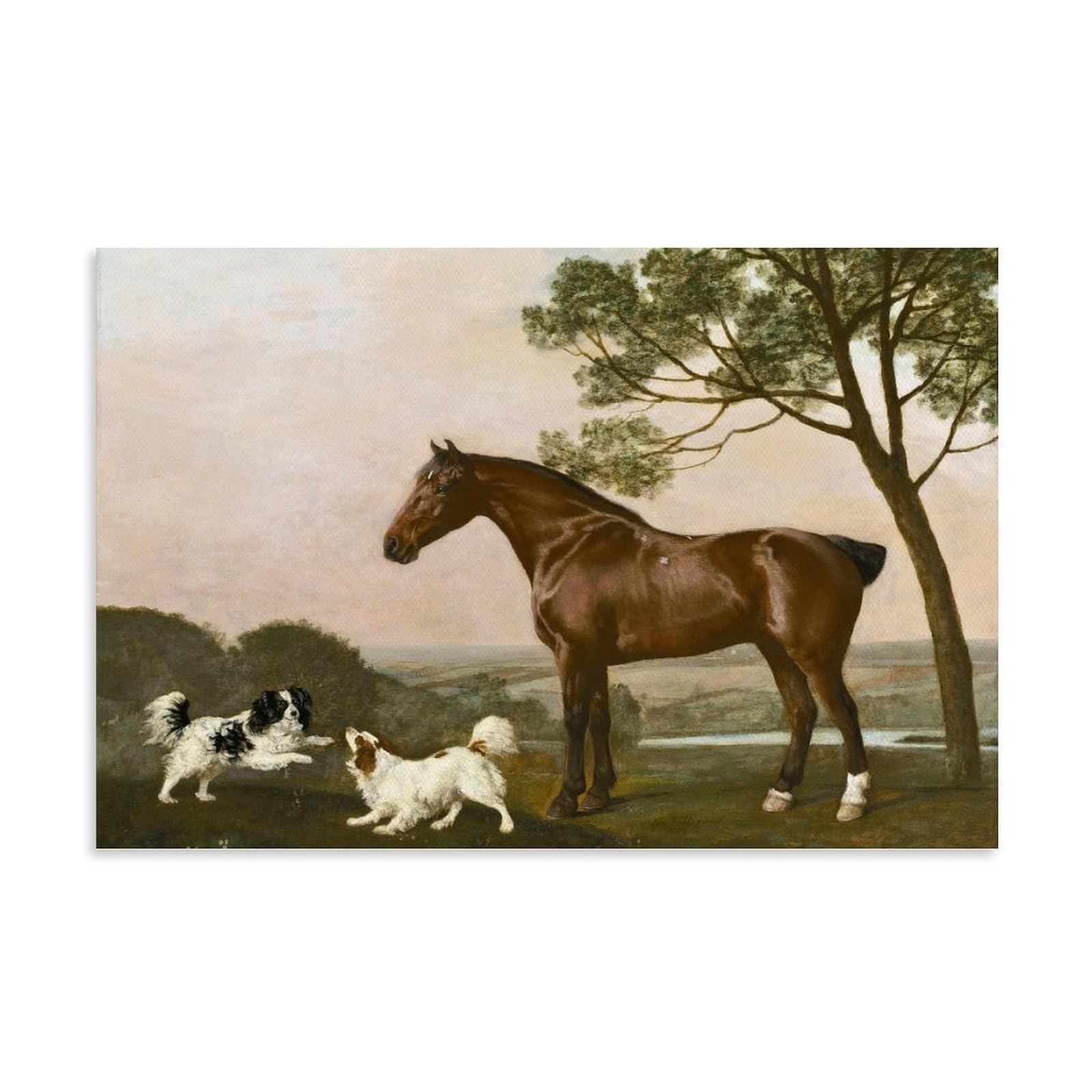 Yyueqil Unframe George Stubbs Prints A Bay Hunter With Two Spaniels Wall Art Canvas Wall Art Decorative Bedroom Modern Home Print Picture Artworkss 16X24inch(40X60cm)