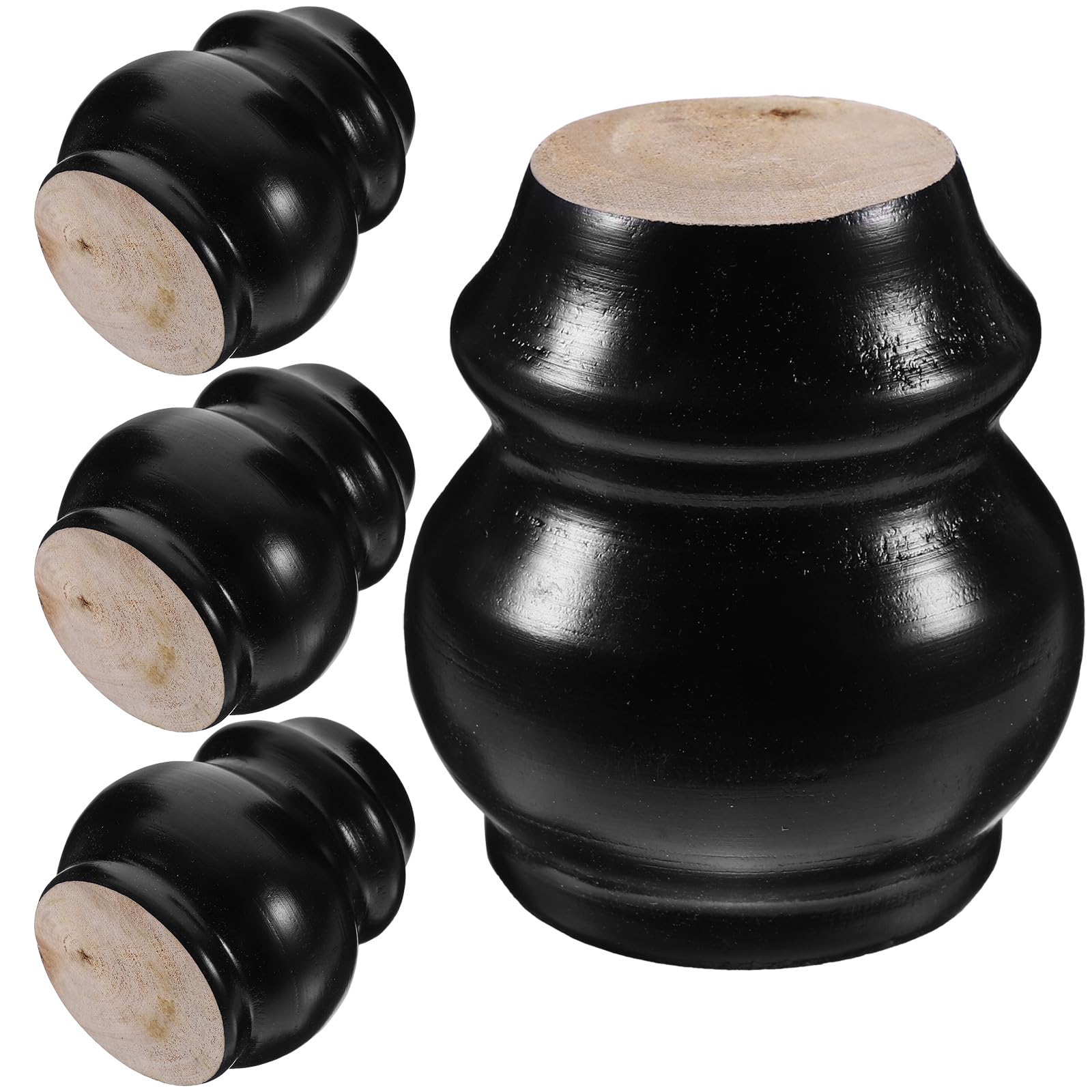Patas de madera maciza para sofa o comoda con altura regulable en acabado negro pack de 4