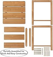 Vista 7 de Casafield Adirondack Mesa auxiliar, mesa auxiliar de madera de cedro para exteriores con estante para patio, terraza, césped y jardín, natural