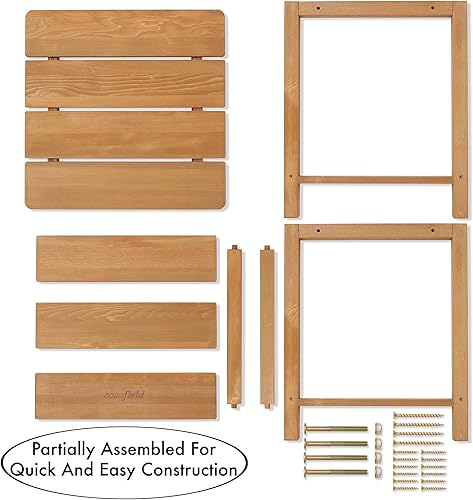Miniatura 7 de Casafield Adirondack - Juego de 2 mesas auxiliares de madera de cedro para exteriores con estante para patio, terraza, césped y jardín, color natural