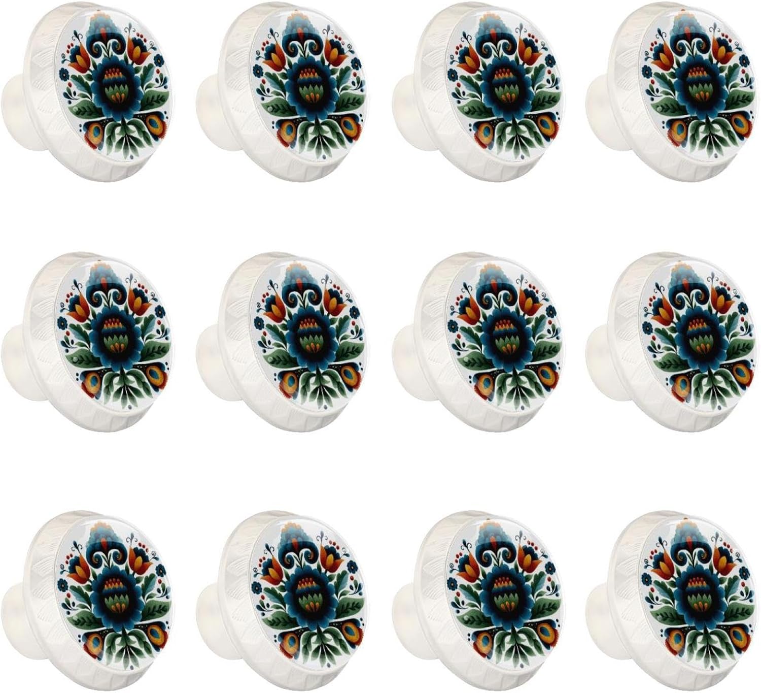 Black Norwegian Rosemaling Folk Style Flower (65) Household Drawer Knobs, Decorative Cabinet Pulls for Home Room Decoration