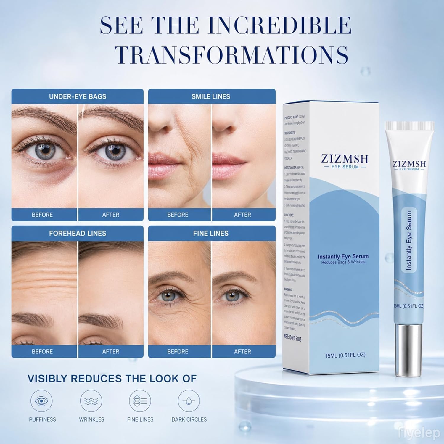 Rapid Reduction Eye Serum, Under Bags and Wrinkles Cream Visibly Reduces Under-Eye Bags, Wrinkles, Dark Circles, Fine Lines for eye