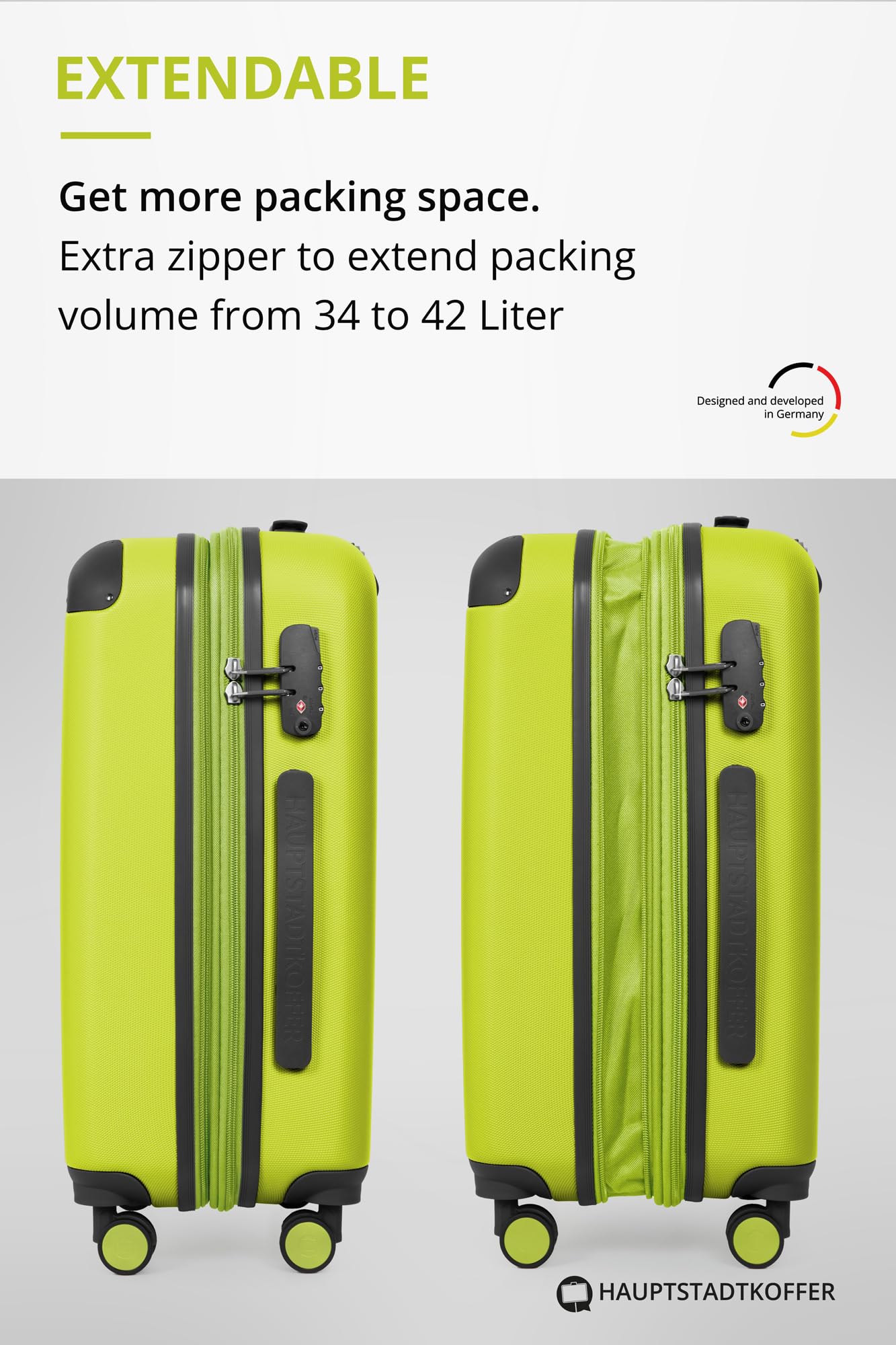 HAUPTSTADTKOFFER - Spree - Maleta rígida, Trolley expandible, Equipaje de Viaje, 4 Ruedas Dobles, TSA, 65 cm, 74 litros, Champán — view 413