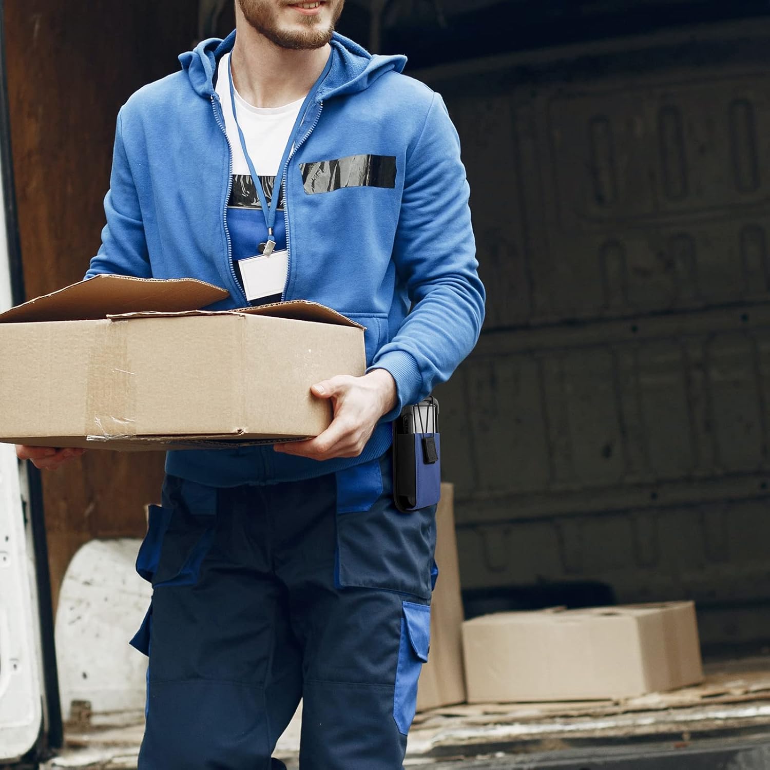 Large Scanner Holster, Rugged Vertical Carrying Case Pouch for Zebra TC75x, TC75, TC70x, TC70, TC72, TC77, M60, MC65, MC67 Mobile Computer Handheld Barcode Scanner Holder with Metal Belt Clip (Blue) - Image 7