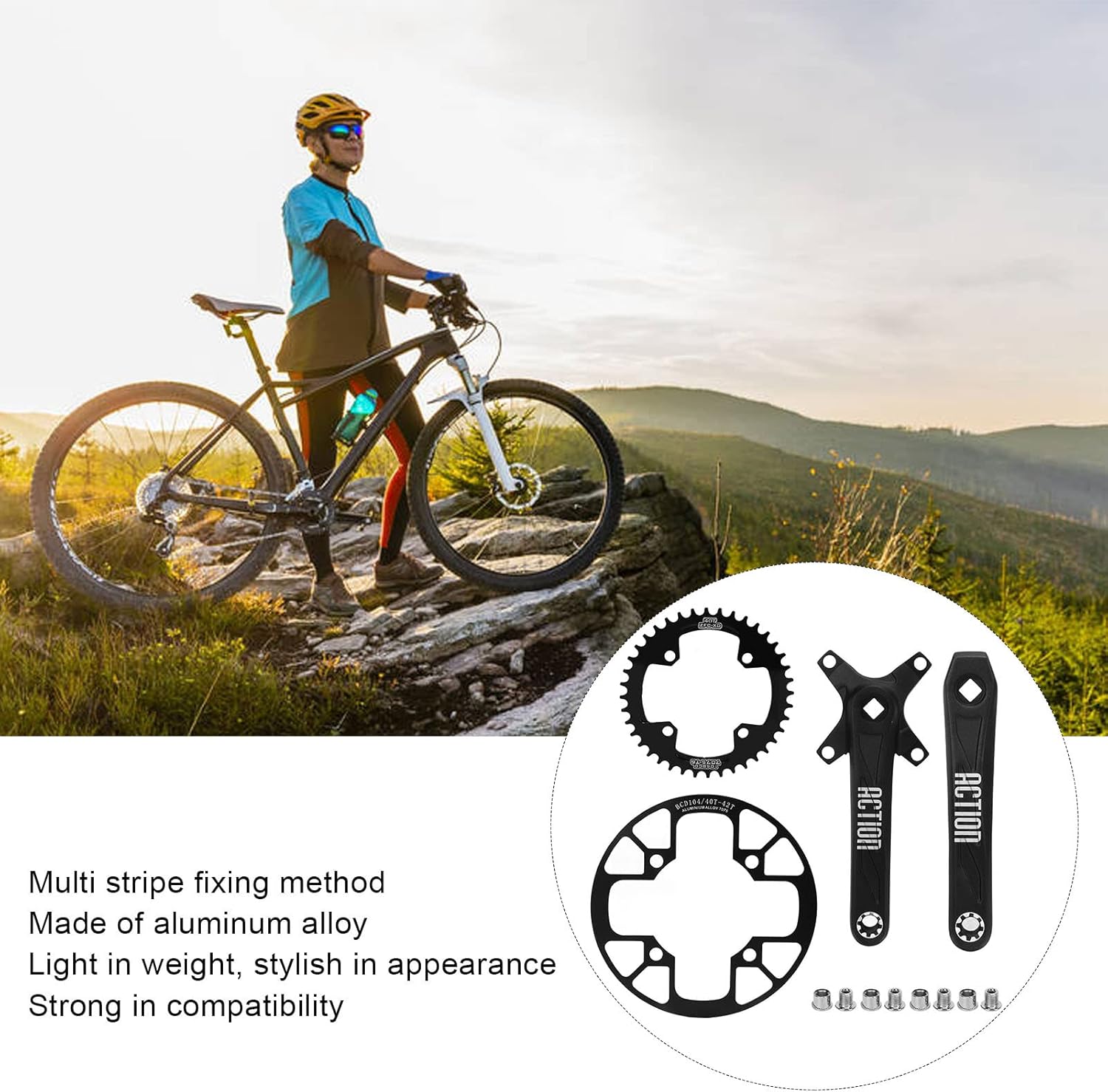 Amazon.co.jp: 170mm 104BCD クランクセット マウンテンバイククランクアームセット 32/34/36/38T チェーンリング  アルミニウム合金 中空一体型クランクセット ボトムブラケット付き 7-12速用(Blue,32T) : スポーツ＆アウトドア 自転車クランクセット40Tチェーンリングアルミニウム合金軽量耐久性104mm BCD 170mmクランクアームマウンテンバイクロード