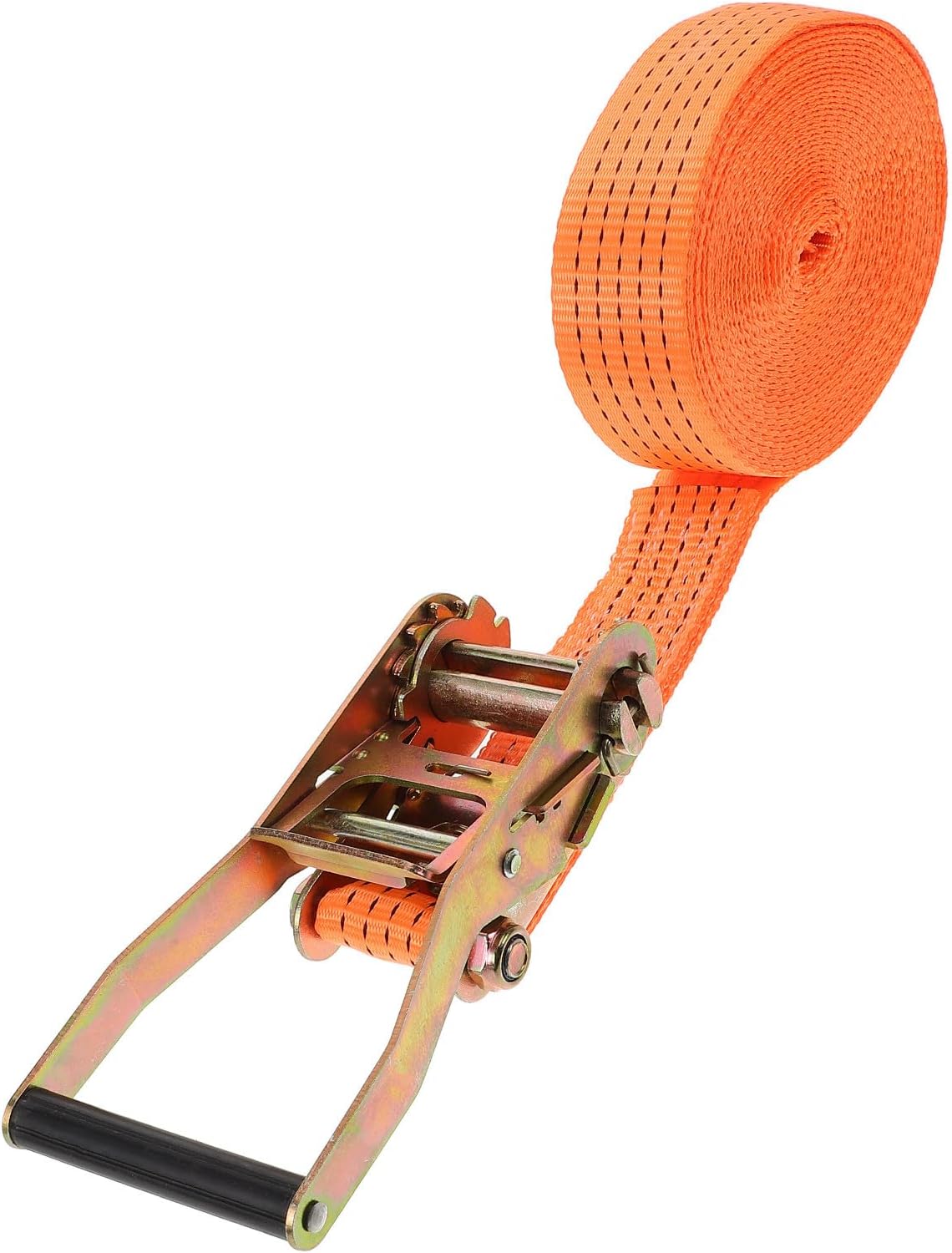 Heavy Duty Ratchet Strap 10m Orange 5cm Width Polyester Tie Down Strap with 3 Ton Load Capacity for Truck Cargo Securing and Vehicle Towing