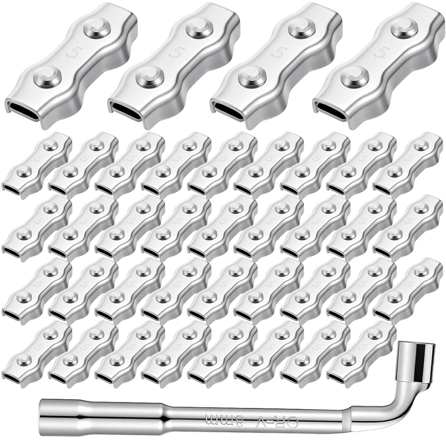 40 Pcs M5 Poly Rope Connector Wires Splicer Galvanized Steel Connector Kit for Electric Fences with Sleeve Tool