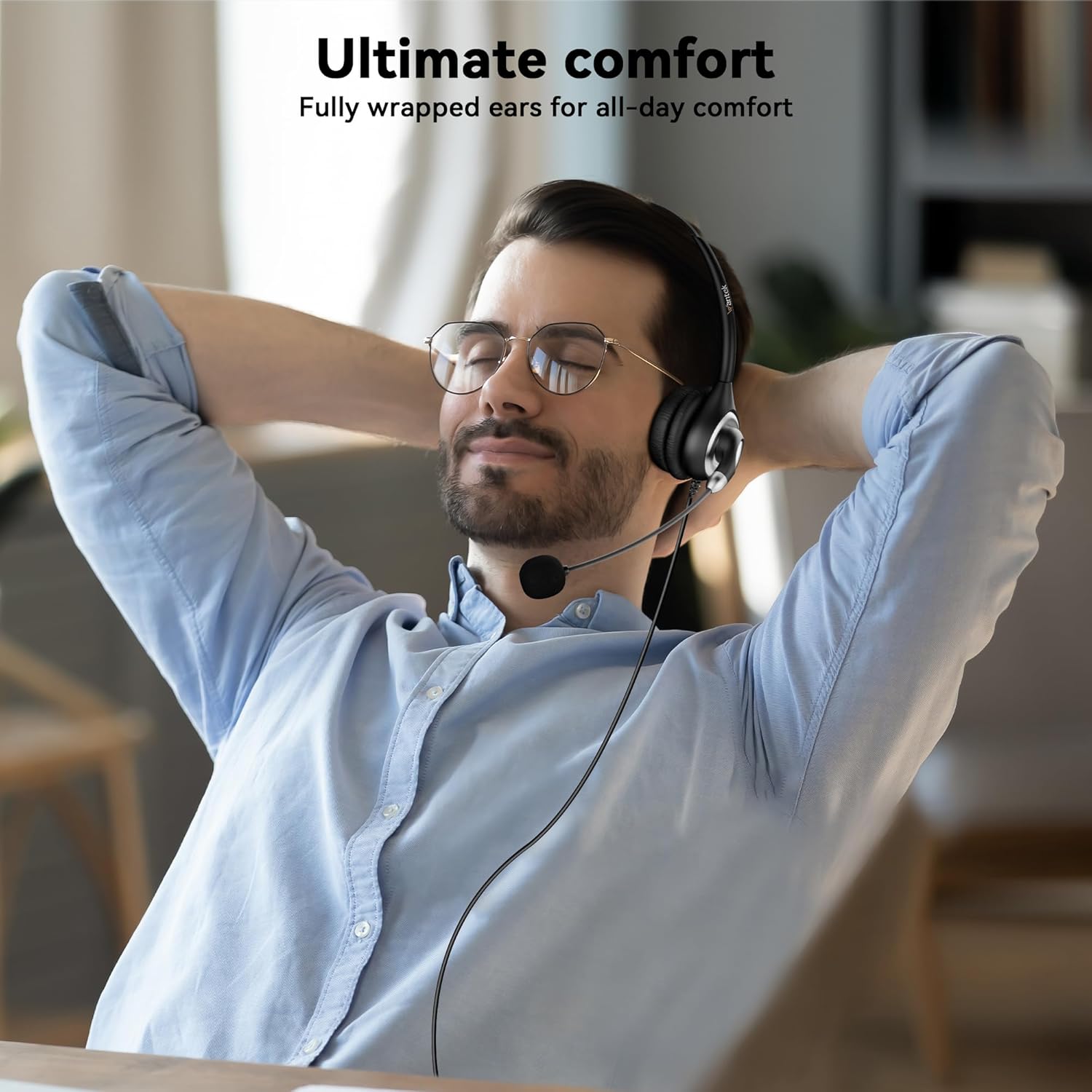 USB Headset with Microphone for PC, Computer Laptop Headset with Noise Cancelling Mic in-line Control for Home Office Online Class Zoom (Type C+3.5mm+USB)