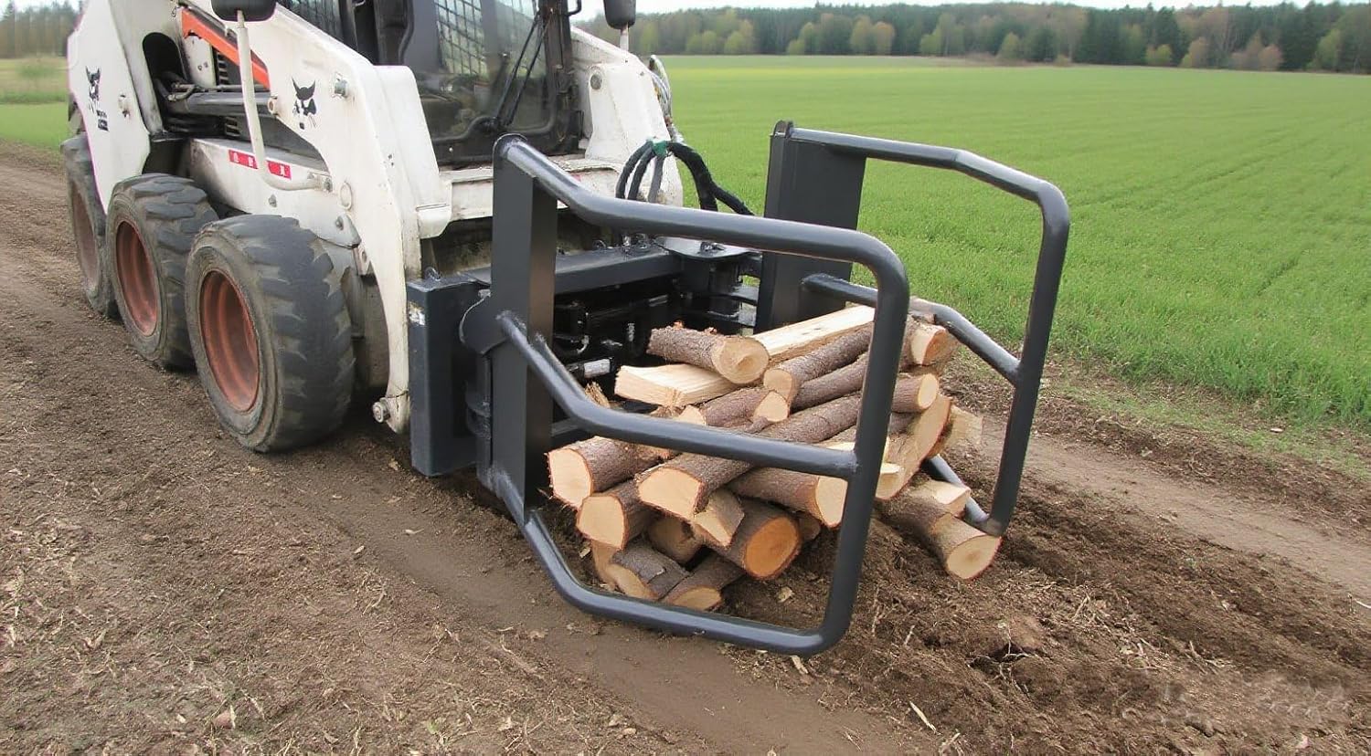 Bale Squeeze Double-cylinder Grab Loader Hydraulic Adjustable 36"-80" opening Skid Steer Attachments